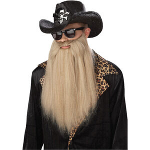 BLONDE LONG BUSHY BEARD MUSTACHE ZZ TOP BIKER COSTUME ACCESSORY NEW